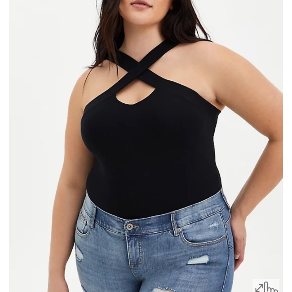 Torrid Black Cross Front Foxy Tank